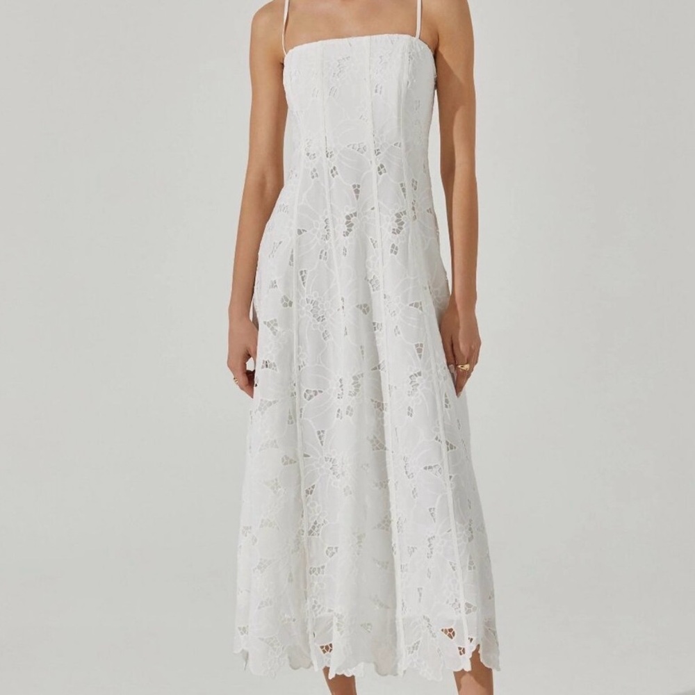 Astr White Floral Midi Dress